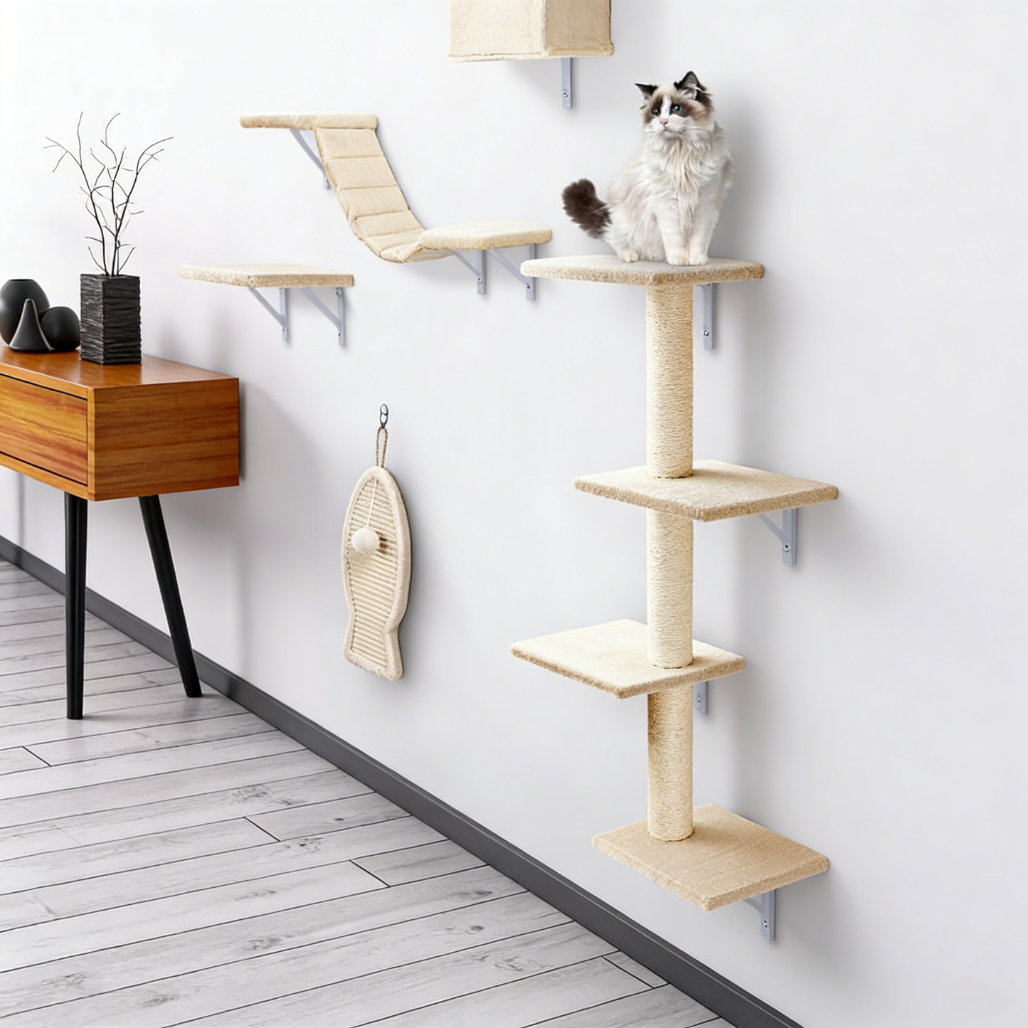 Wall-Mounted Cat Shelves Set