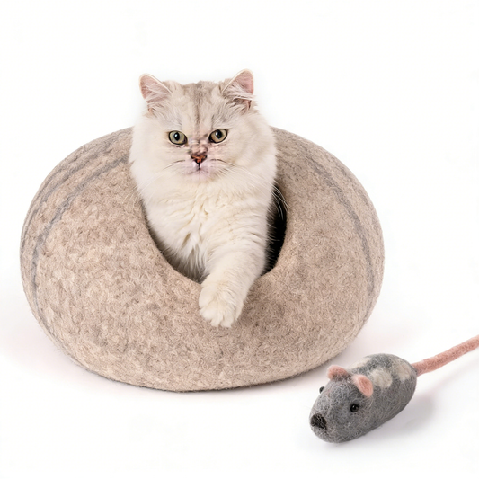 Cat Cave Bed Felt House - Premium Quality White Background