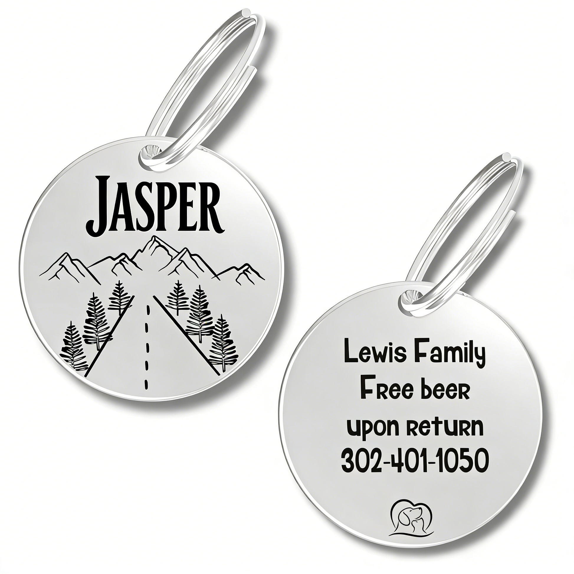 Personalized ID Tag Engraved - Premium Quality White Background